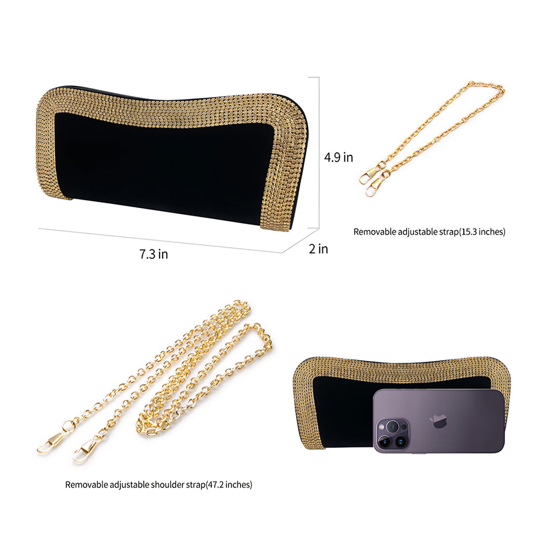 Gold Rhinestone - Suede Clutch OS (Auction)