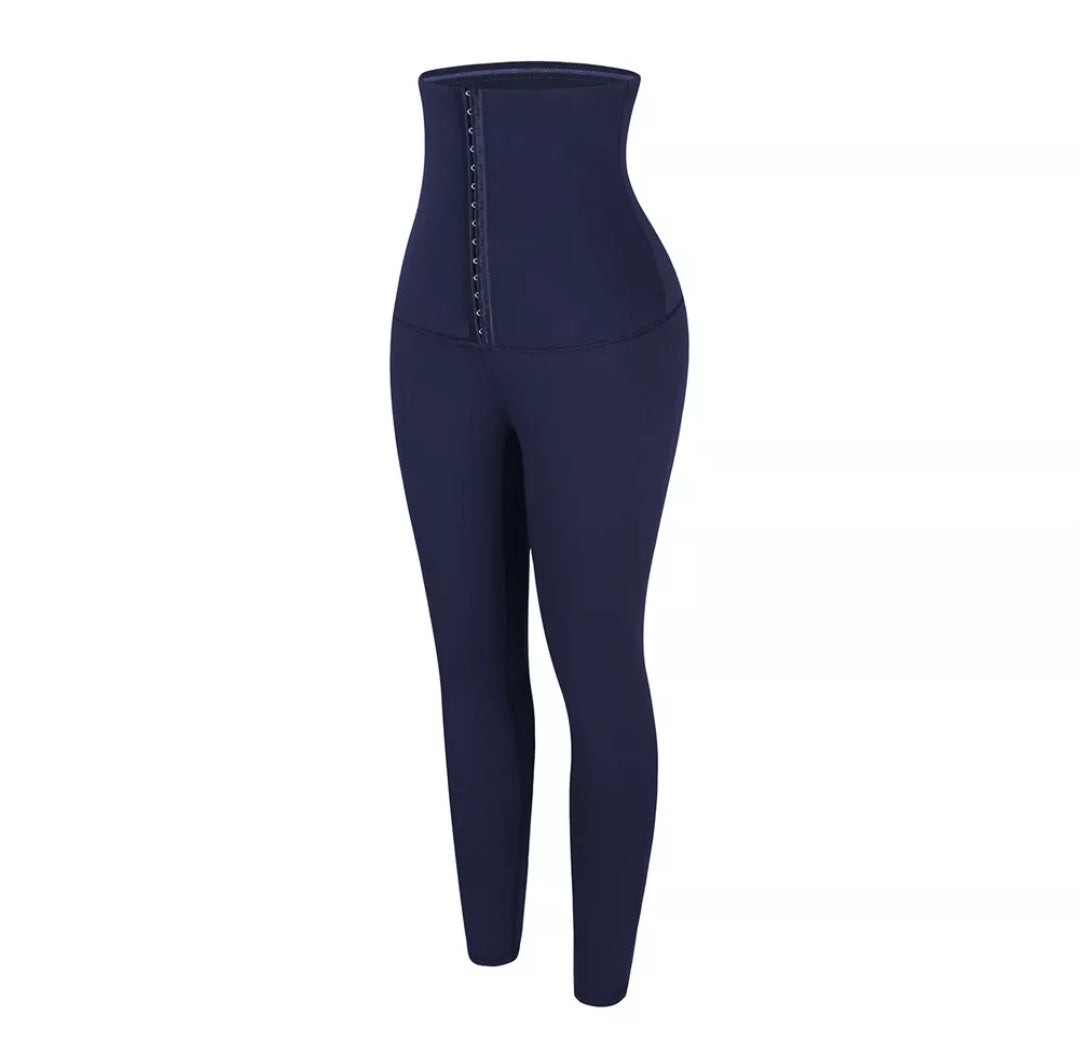 Slender Fit Double High Corset Leggings (Blue)